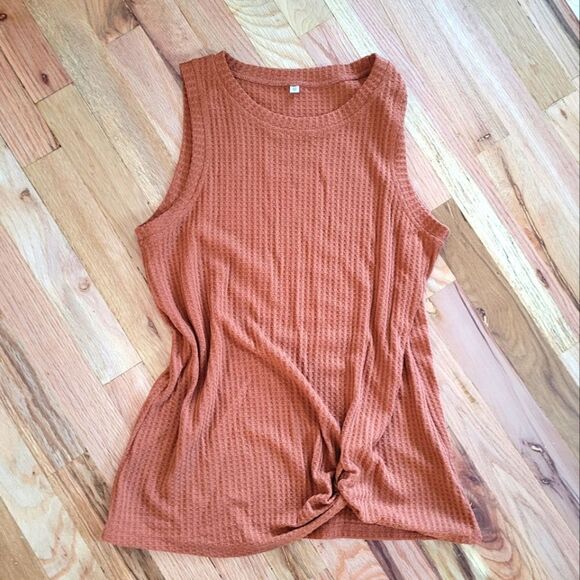 Knot Detail Waffle Texture Tank Top Medium - Picture 1 of 4